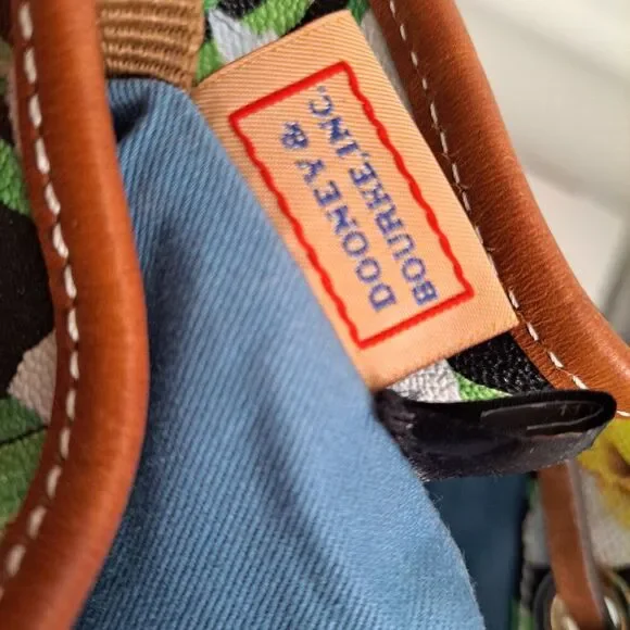 Dooney & Bourke Daffodil Tassel Drawstring Bucket Bag Purse Floral Leather Trim - Picture 10 of 13